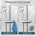 Shower Head Holder with Hook, Universal Adjustable 19-25mm Clamp for Shower Slide Bar, 45° Rotation Bracket for Bathroom Shower Rail Rod, Chrome